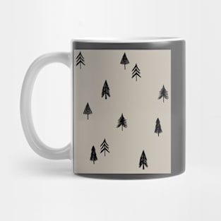 Woodland Trees, Black on Taupe Mug